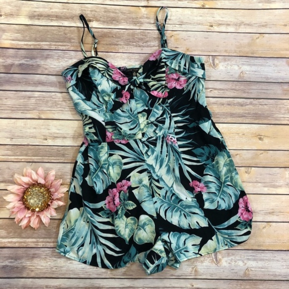 Adorable Tropical Print City Triangles Romper